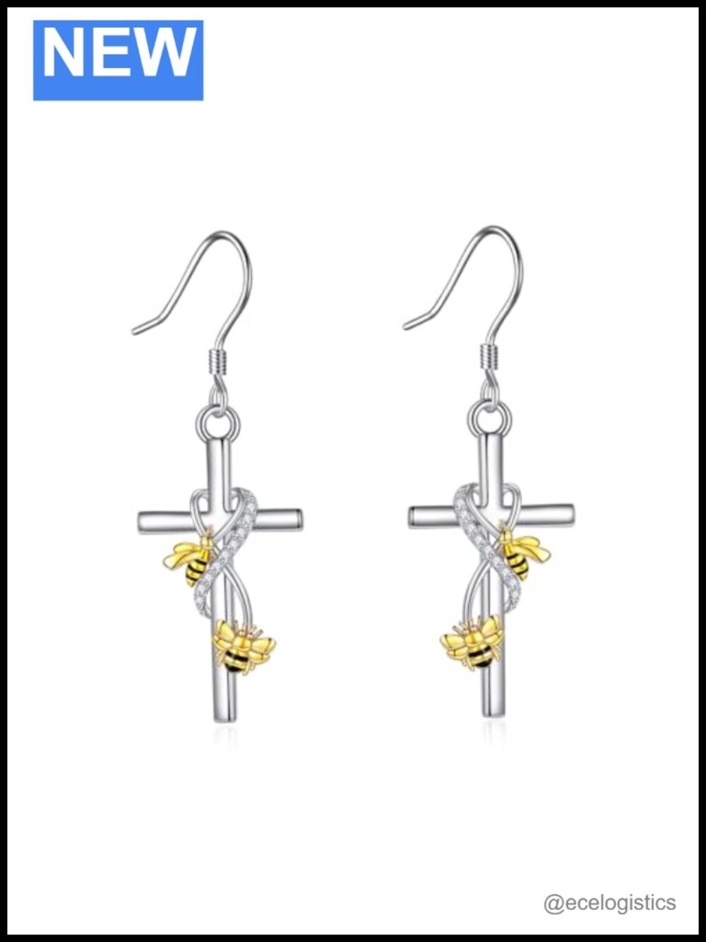 925 Sterling Silver Cross Dangle Drop Earrings Gifts